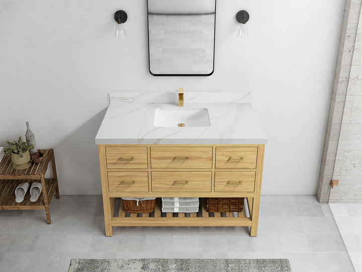 Parker Teak Wood 48 in. W x 22 in. D Single Sink Bathroom Vanity - photo 15