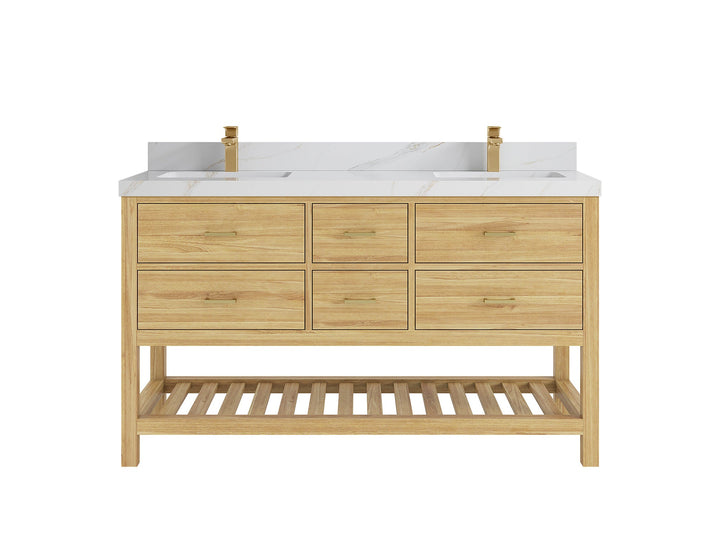 Parker Teak Wood 60 in. W x 22 in. D Double Sink Bathroom Vanity - photo 18