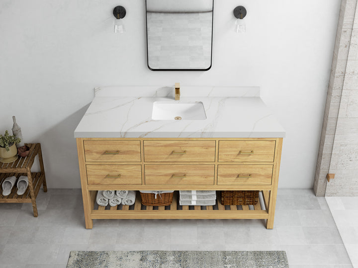 Parker Teak Wood 60 in. W x 22 in. D Single Sink Bathroom Vanity - photo 17