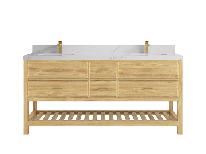 Parker Teak Wood 72 in. W x 22 in. D Double Sink Bathroom Vanity - photo 30