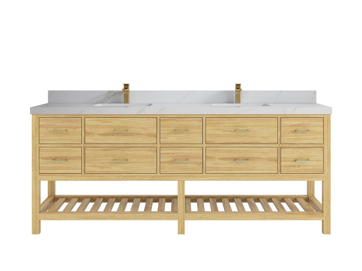Parker Teak Wood 84 in. W x 22 in. D Double Sink Bathroom vanity with - photo 18