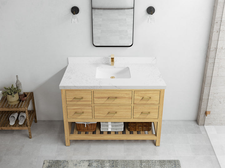 Parker Teak Wood 48 in. W x 22 in. D Single Sink Bathroom Vanity - photo 23