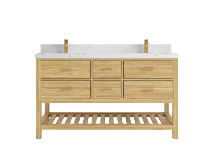 Parker Teak Wood 60 in. W x 22 in. D Double Sink Bathroom Vanity - photo 24