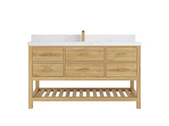 Parker Teak Wood 60 in. W x 22 in. D Single Sink Bathroom Vanity - photo 24