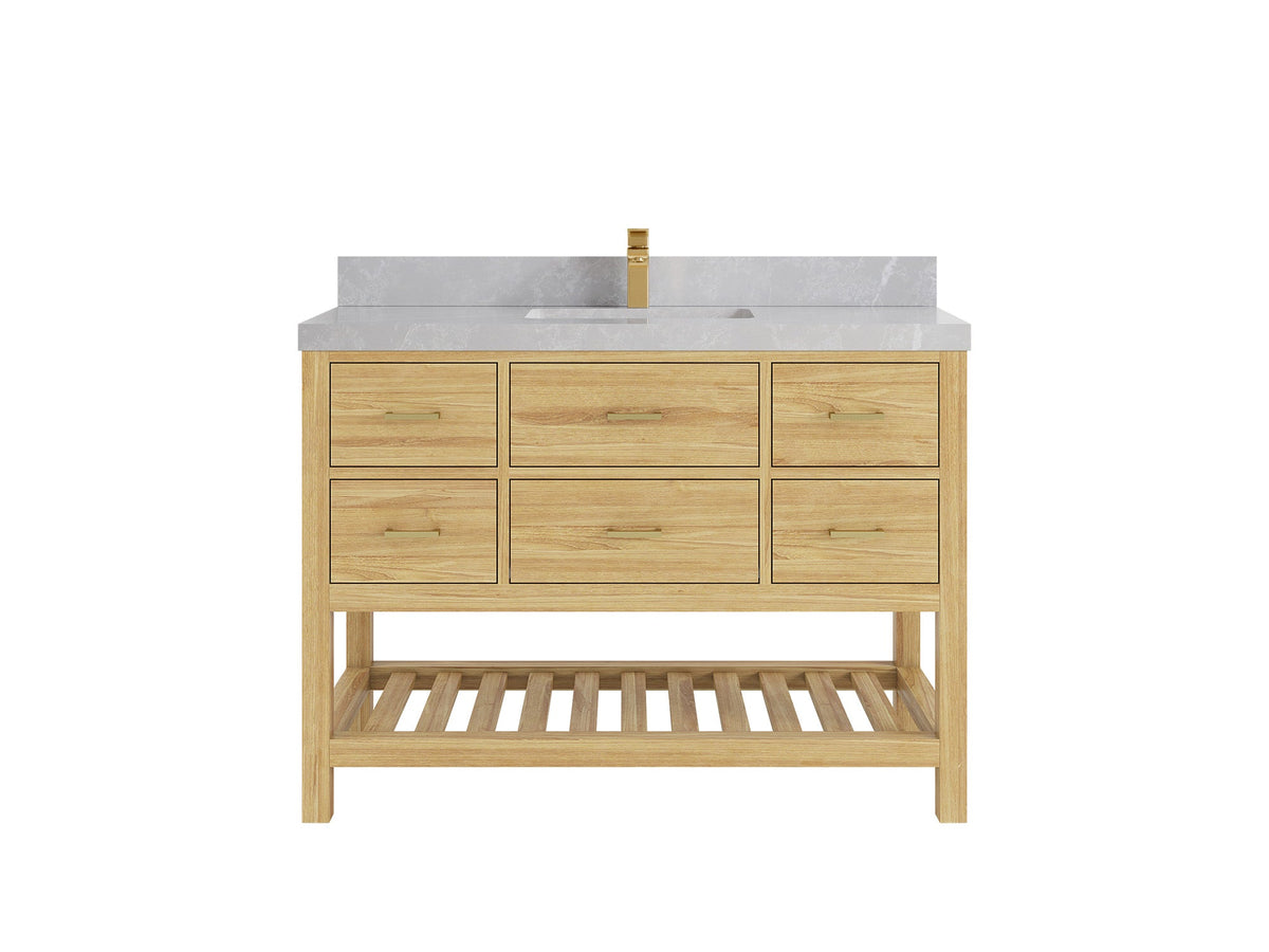 Parker Teak Wood 48 in. W x 22 in. D Single Sink Bathroom Vanity