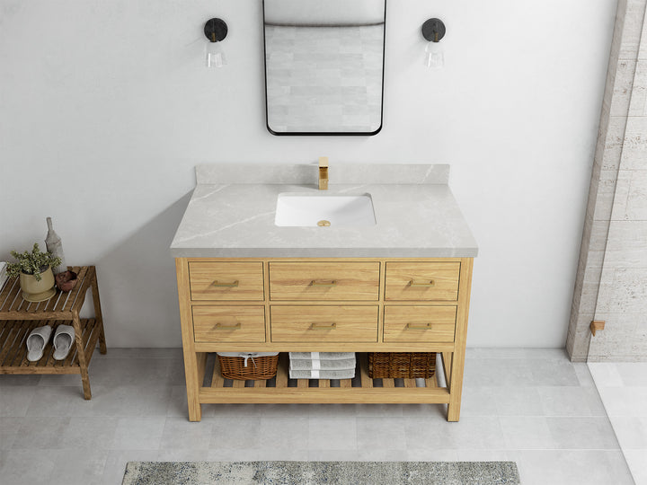 Parker Teak Wood 48 in. W x 22 in. D Single Sink Bathroom Vanity - photo 25