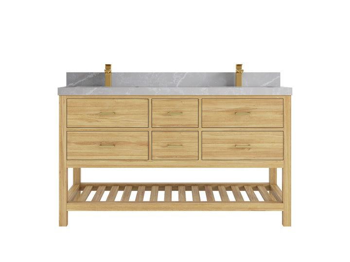 Parker Teak Wood 60 in. W x 22 in. D Double Sink Bathroom Vanity - photo 26