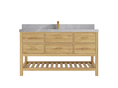 Parker Teak Wood 60 in. W x 22 in. D Single Sink Bathroom Vanity