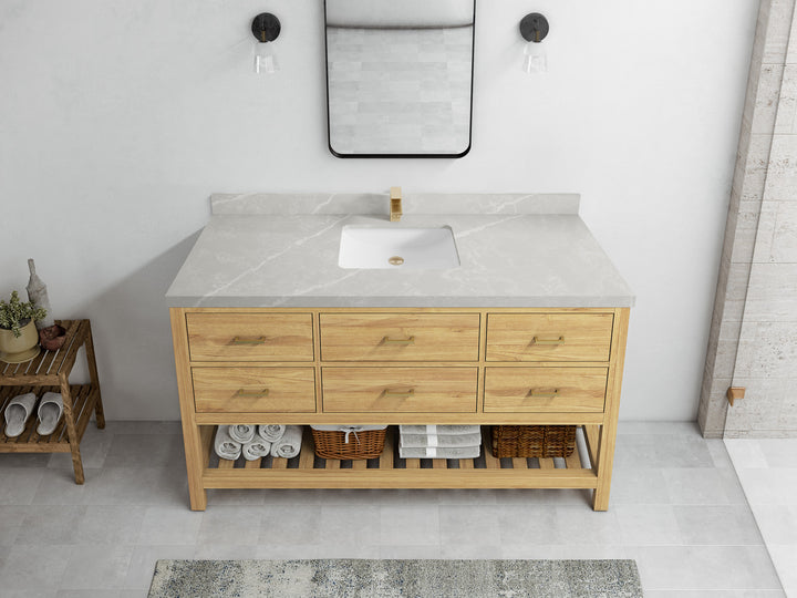 Parker Teak Wood 60 in. W x 22 in. D Single Sink Bathroom Vanity - photo 25