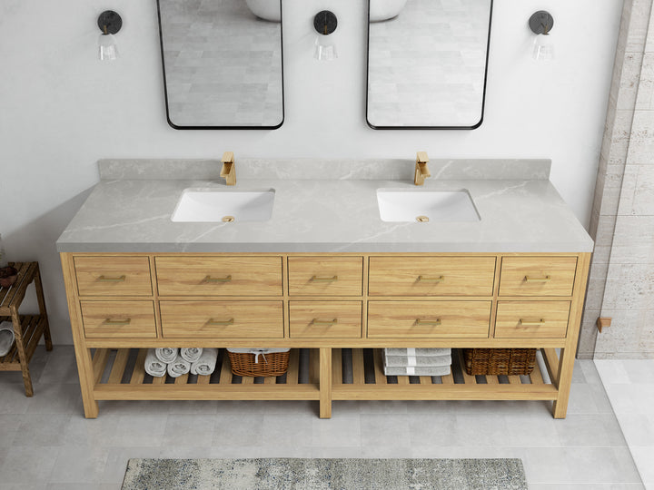 Parker Teak Wood 84 in. W x 22 in. D Double Sink Bathroom vanity with - photo 25