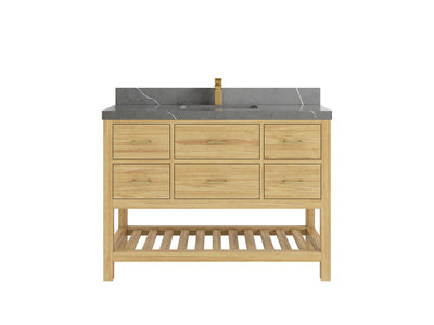 Parker Teak Wood 48 in. W x 22 in. D Single Sink Bathroom Vanity