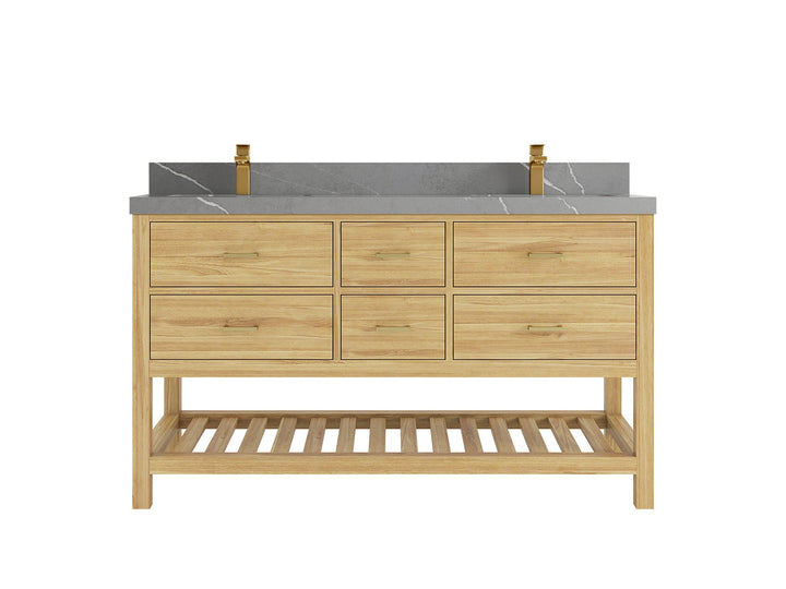 Parker Teak Wood 60 in. W x 22 in. D Double Sink Bathroom Vanity - photo 28