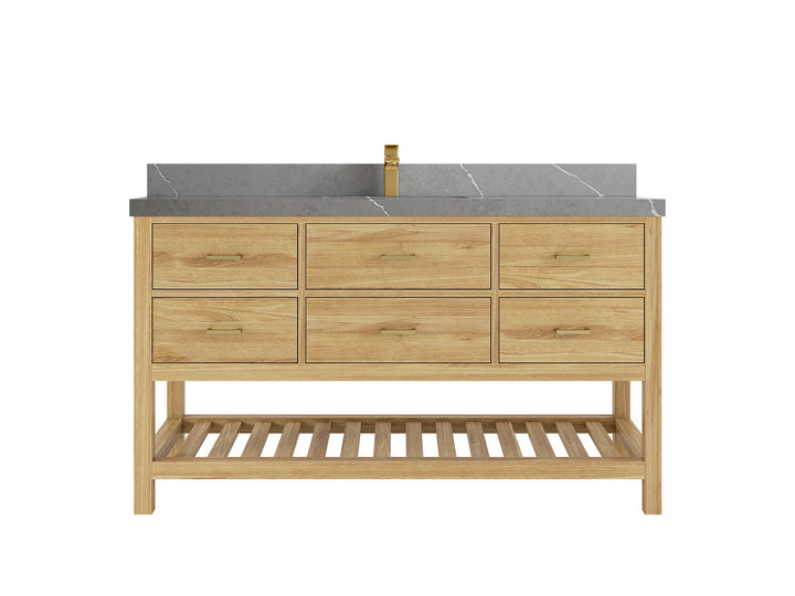Parker Teak Wood 60 in. W x 22 in. D Single Sink Bathroom Vanity - photo 28