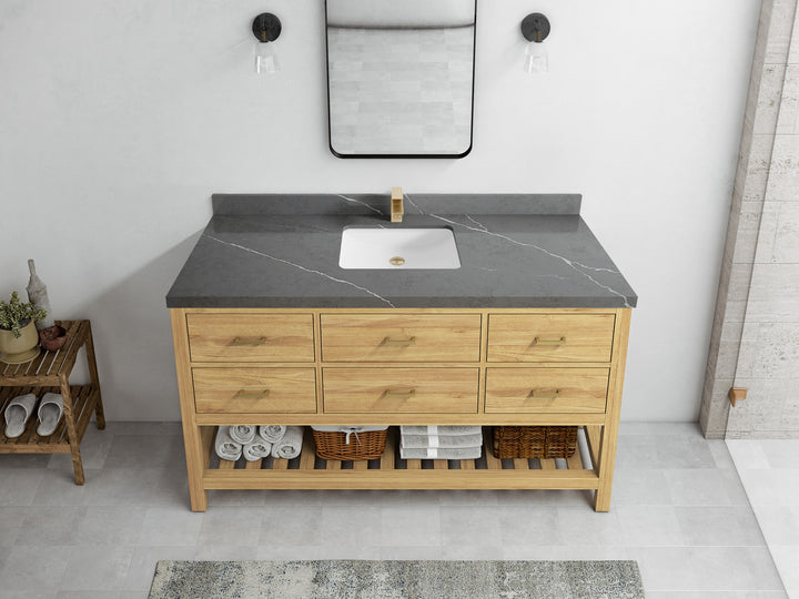 Parker Teak Wood 60 in. W x 22 in. D Single Sink Bathroom Vanity - photo 27