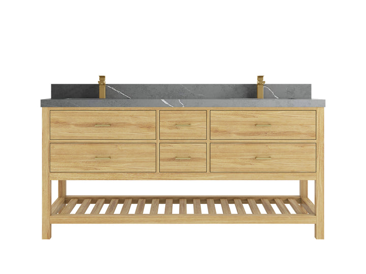 Parker Teak Wood 72 in. W x 22 in. D Double Sink Bathroom Vanity - photo 38