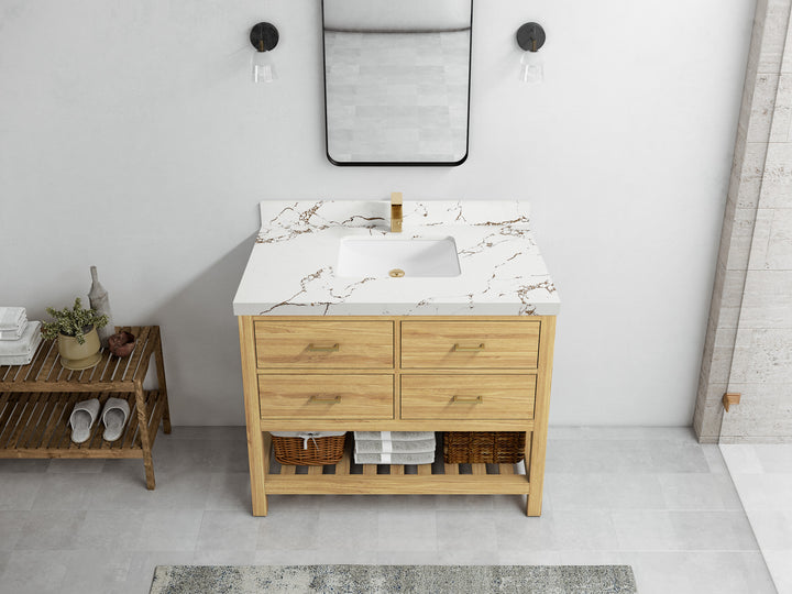 Parker Teak Wood 42 in. W x 22 in. D Single Sink Bathroom Vanity - photo 29