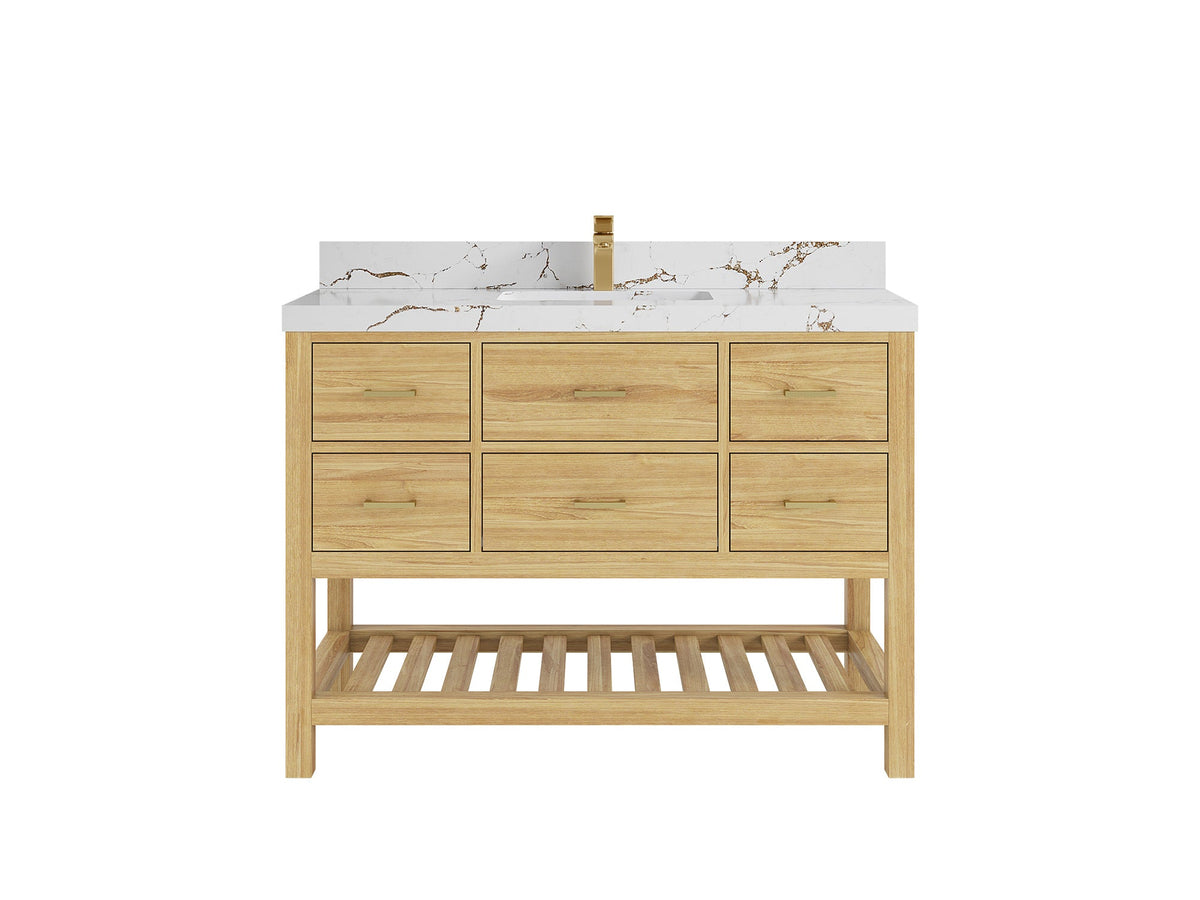 Parker Teak Wood 48 in. W x 22 in. D Single Sink Bathroom Vanity