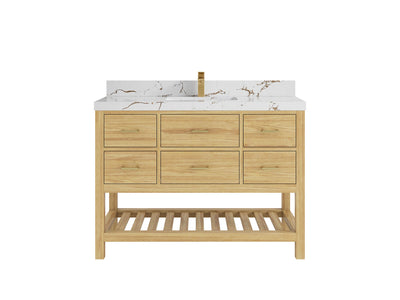 Parker Teak Wood 48 in. W x 22 in. D Single Sink Bathroom Vanity