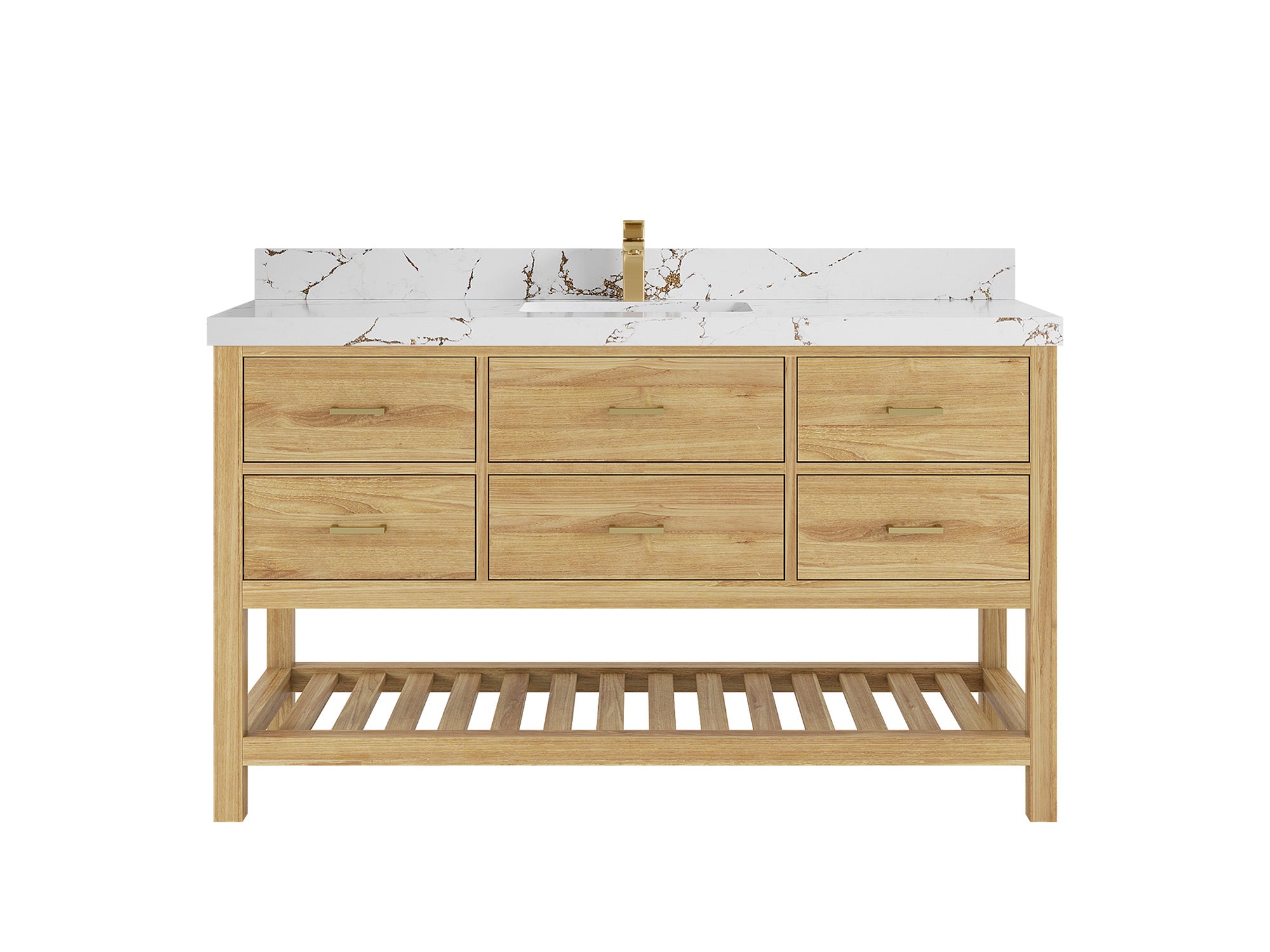Parker Teak Wood 60 in. W x 22 in. D Single Sink Bathroom Vanity