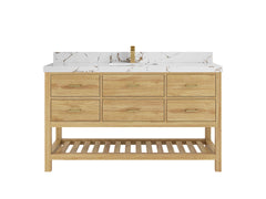 Parker Teak Wood 60 in. W x 22 in. D Single Sink Bathroom Vanity - photo 30
