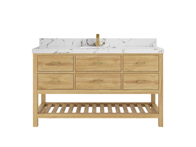 Parker Teak Wood 60 in. W x 22 in. D Single Sink Bathroom Vanity