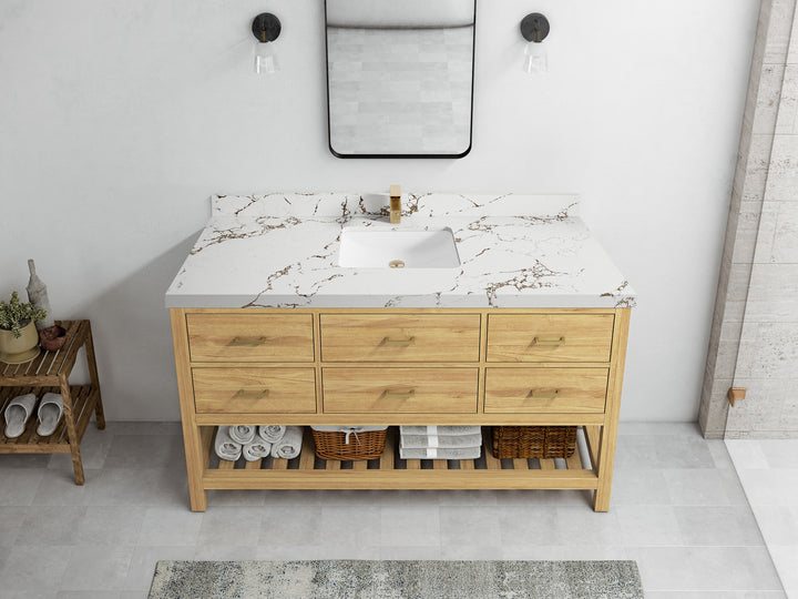 Parker Teak Wood 60 in. W x 22 in. D Single Sink Bathroom Vanity - photo 29