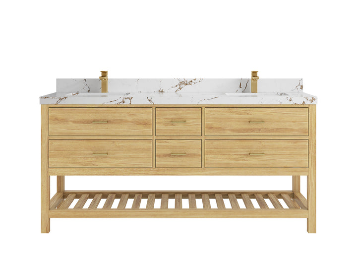 Parker Teak Wood 72 in. W x 22 in. D Double Sink Bathroom Vanity - photo 36