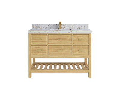 Parker Teak Wood 48 in. W x 22 in. D Single Sink Bathroom Vanity