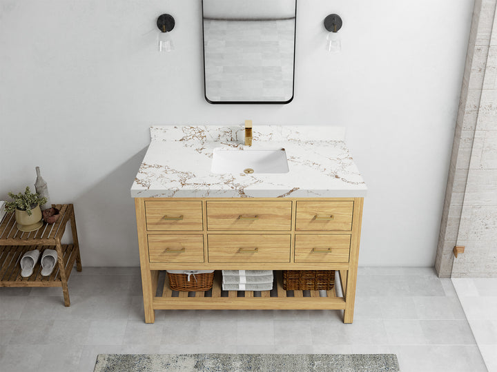 Parker Teak Wood 48 in. W x 22 in. D Single Sink Bathroom Vanity - photo 31