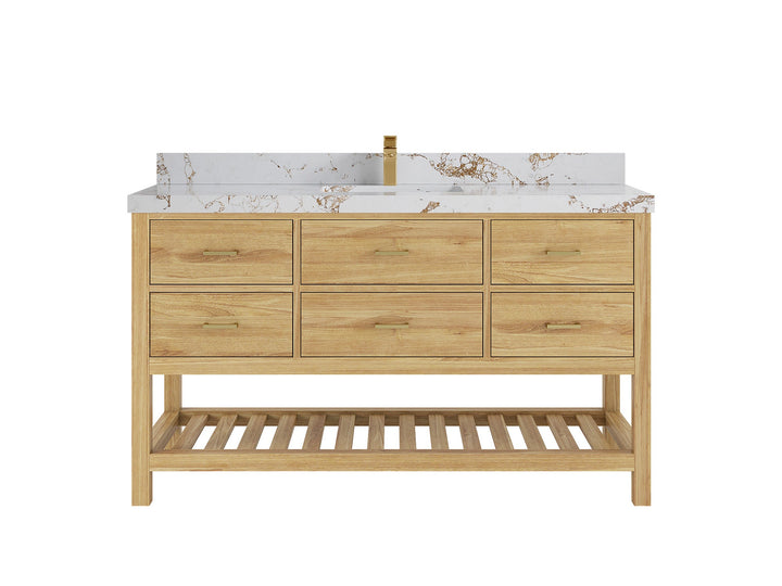 Parker Teak Wood 60 in. W x 22 in. D Single Sink Bathroom Vanity - photo 32