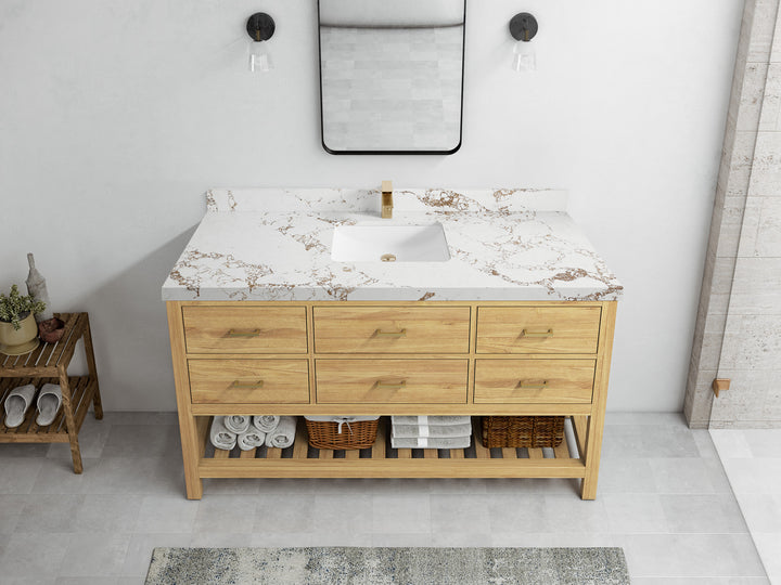 Parker Teak Wood 60 in. W x 22 in. D Single Sink Bathroom Vanity - photo 31