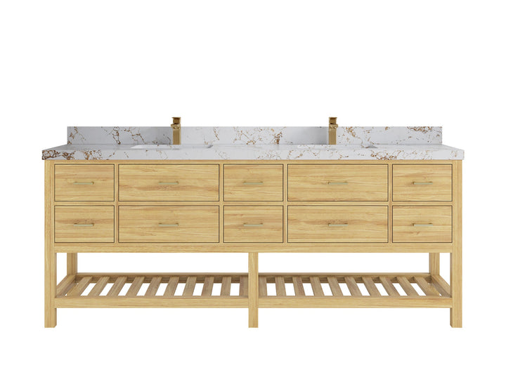 Parker Teak Wood 84 in. W x 22 in. D Double Sink Bathroom vanity with - photo 32