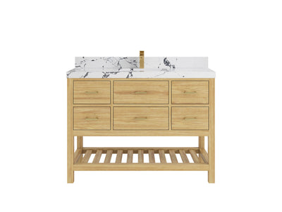 Parker Teak Wood 48 in. W x 22 in. D Single Sink Bathroom Vanity