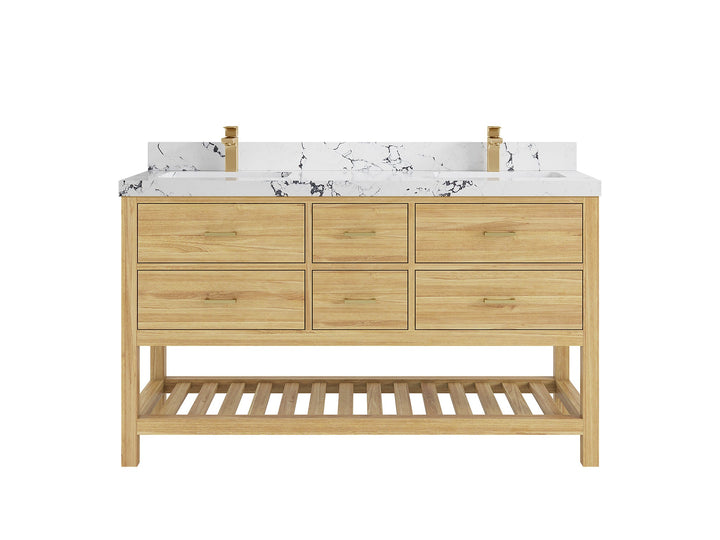 Parker Teak Wood 60 in. W x 22 in. D Double Sink Bathroom Vanity - photo 34