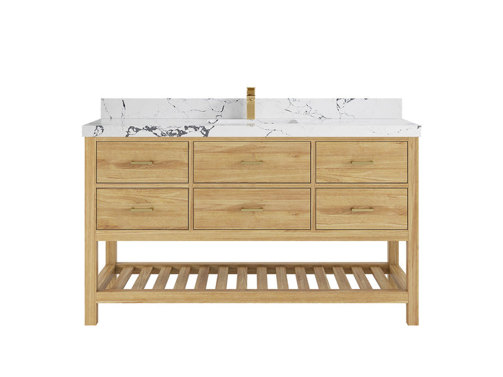 Parker Teak Wood 60 in. W x 22 in. D Single Sink Bathroom Vanity - photo 34
