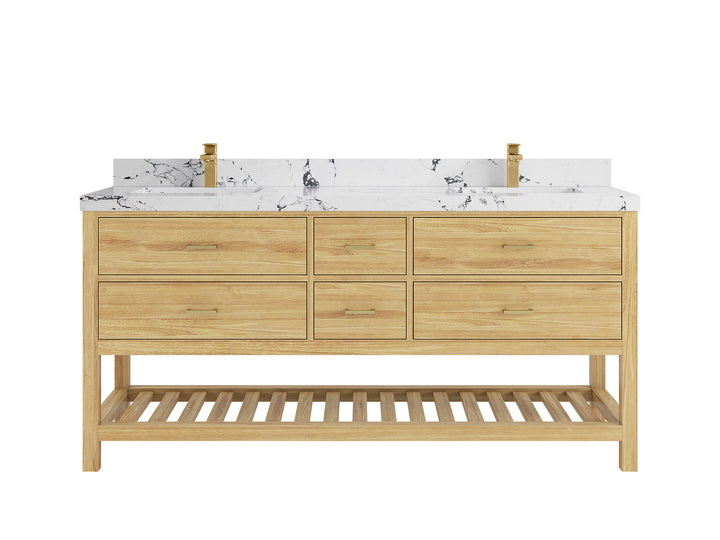 Parker Teak Wood 72 in. W x 22 in. D Double Sink Bathroom Vanity - photo 34