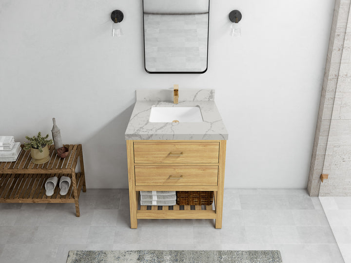 Parker Teak Wood 30 in. W x 22 in. D Single Sink Bathroom Vanity - photo 35
