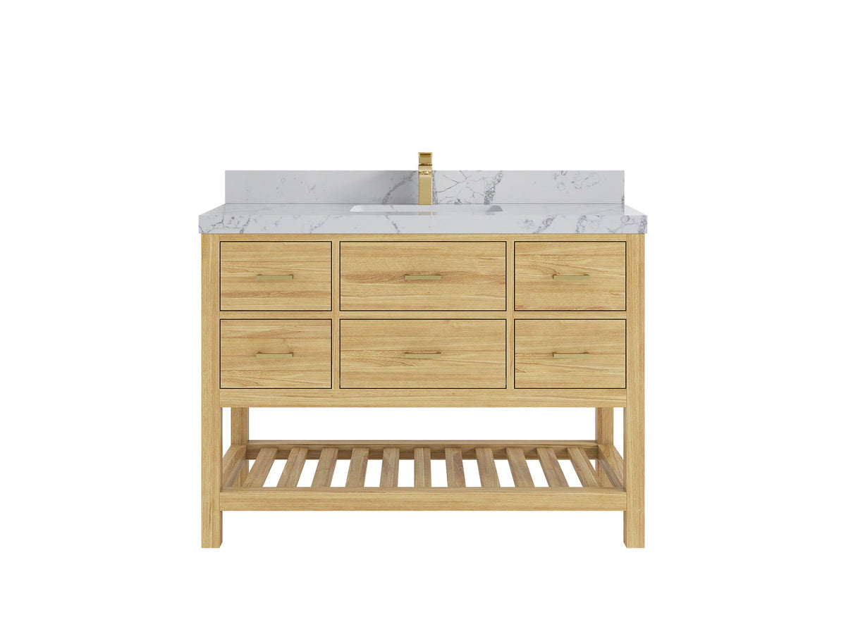 Parker Teak Wood 48 in. W x 22 in. D Single Sink Bathroom Vanity