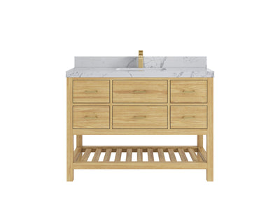 Parker Teak Wood 48 in. W x 22 in. D Single Sink Bathroom Vanity