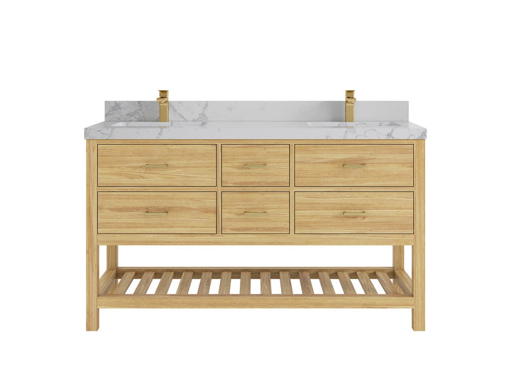Parker Teak Wood 60 in. W x 22 in. D Double Sink Bathroom Vanity - photo 36
