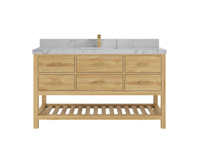 Parker Teak Wood 60 in. W x 22 in. D Single Sink Bathroom Vanity