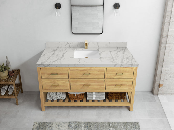 Parker Teak Wood 60 in. W x 22 in. D Single Sink Bathroom Vanity - photo 35