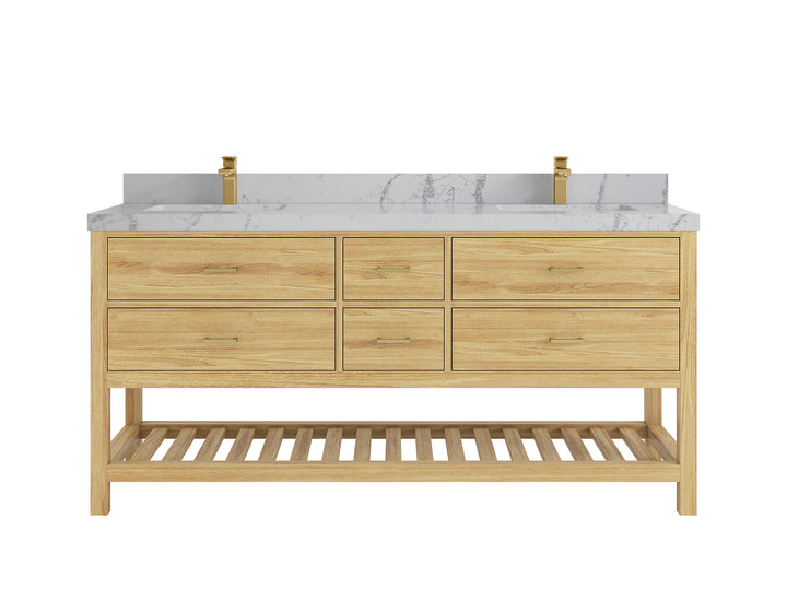 Parker Teak Wood 72 in. W x 22 in. D Double Sink Bathroom Vanity - photo 20