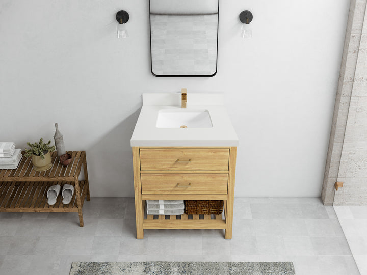 Parker Teak Wood 30 in. W x 22 in. D Single Sink Bathroom Vanity - photo 37