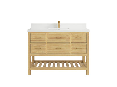 Parker Teak Wood 48 in. W x 22 in. D Single Sink Bathroom Vanity