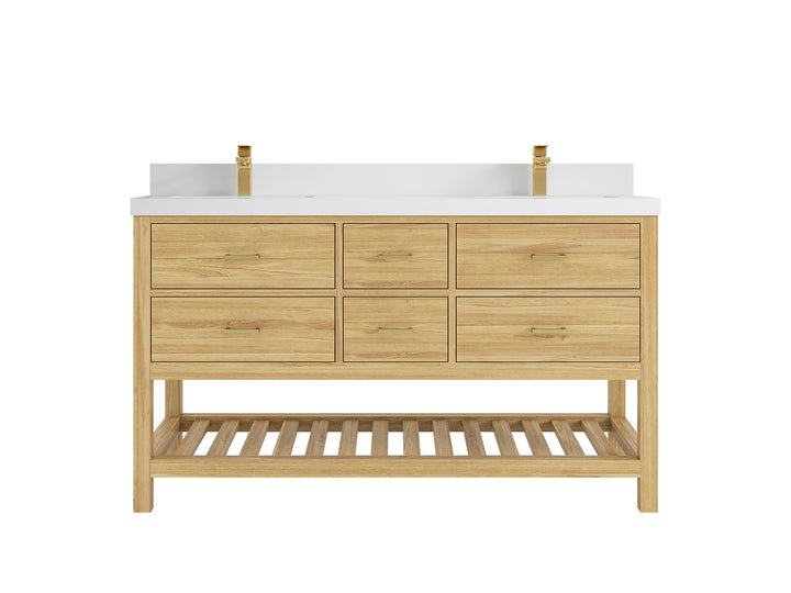 Parker Teak Wood 60 in. W x 22 in. D Double Sink Bathroom Vanity - photo 38