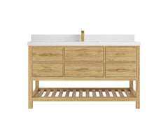Parker Teak Wood 60 in. W x 22 in. D Single Sink Bathroom Vanity - photo 38