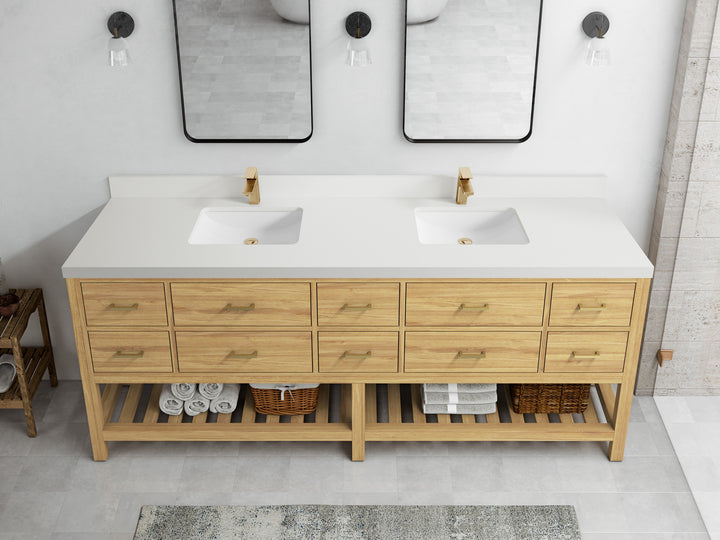 Parker Teak Wood 84 in. W x 22 in. D Double Sink Bathroom vanity with - photo 37