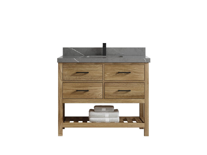 Parker Teak Wood 42 in. W x 22 in. D Single Sink Bathroom Vanity - photo 14