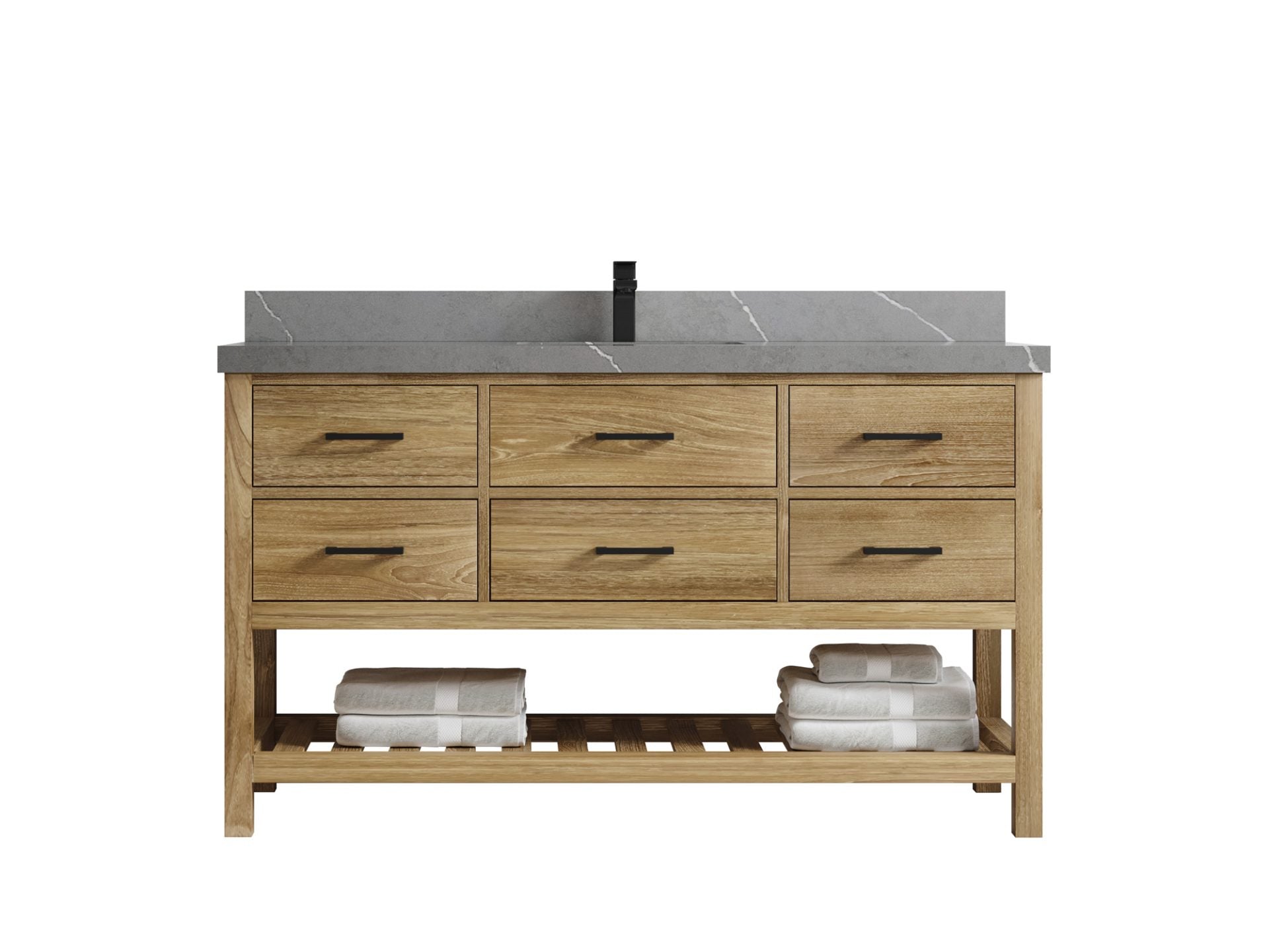 Parker Teak Wood 60 in. W x 22 in. D Single Sink Bathroom Vanity